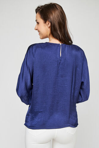 Navy Blue Round Neck Straight Top, Navy Blue, image 5